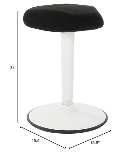 Image of Office Star Active Seating Adjustable 24-34 Inch Height and 360-Degree Wobble Design Perch Seat with Non-Slip Base, Black