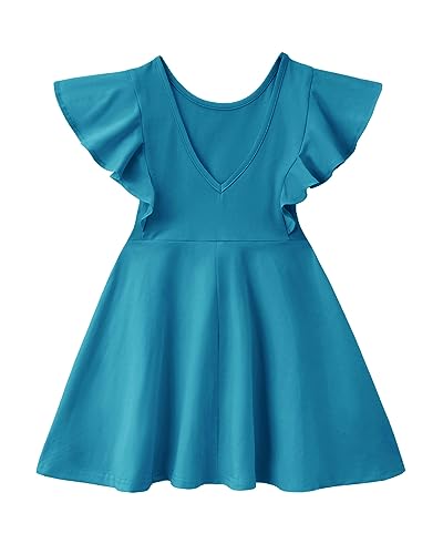 Dutebare Toddler Girl Sleeveless Dress Ruffle Trim Backless Belted Swing A-line Kids Casual Sundress2