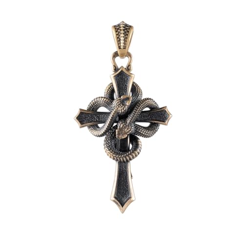 COPPERTIST.WU Double Snake Cross Pendant for Necklace, Men Women Amulet Cross Pendant Necklace(Chain not included)