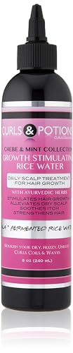Curls & Potions Fermented Chebe Rice Water for Hair Growth, Length Retention, and Alopecia - pH Balanced - Infused with Chebe Powder - 8oz