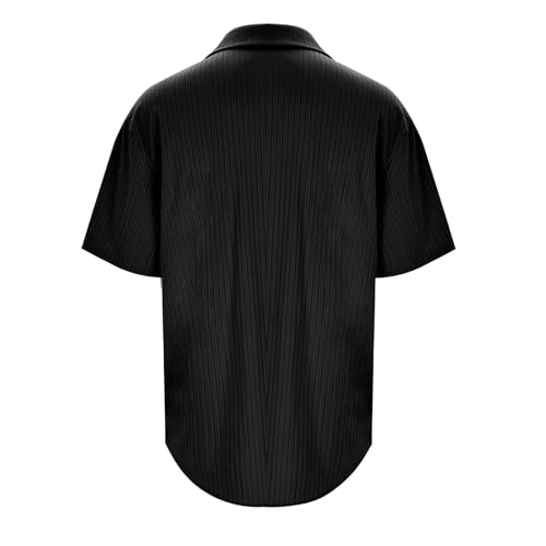 Men's Summer Button Up Shirt Short Sleeve Cuban Shirt Knit Slim Beach Shirt Pimp Shirts Men Long Sleeve Shirts for Men2