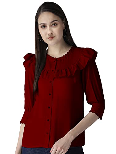 Image of Girls /Women Cuffed Sleeves Solid Shirt Style top-102