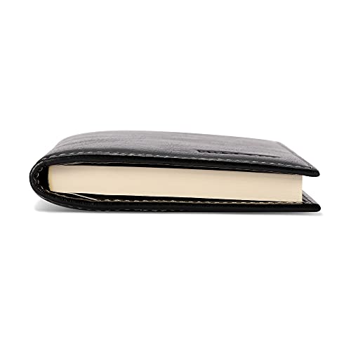 Image of HISCOW Minimalist Checkbook Cover - Full Grain Leather, Antiqued Black, One Size, Minimalist