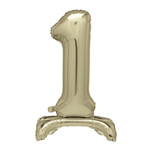 Unique 13231 - Giant Standing Foil Number 1 Balloon - 76 cm - Gold, Large