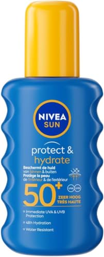 NIVEA SUN Protect & Hydrate Zonnebrand Spray - SPF 50 - Zonnespray - Beschermt en hydrateert - Met Vitamine E -Zonbescherming - 200 ml