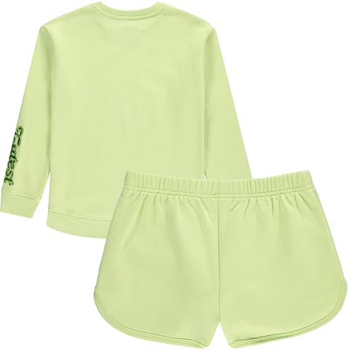 Image of STAR WARS Girls Baby Yoda Crewneck Sweatshirt and Shorts Clothing Set- Little and Big Girl Sizes 4-16