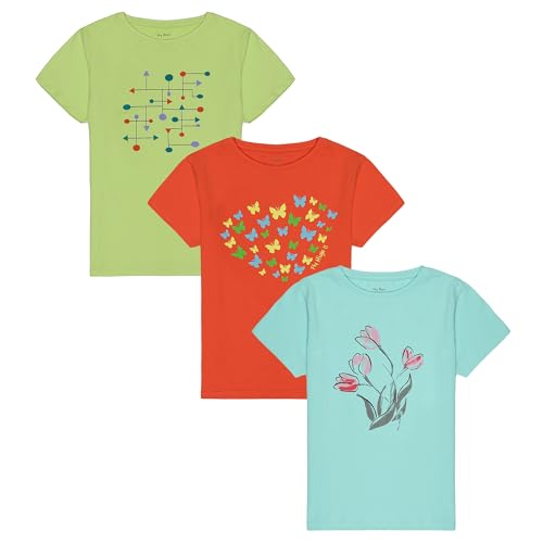 My Bow Girls 3Pack T-Shirts, Green, Coral, Turquoise (US, Age, 4 Years, 14 Years, Cotton)