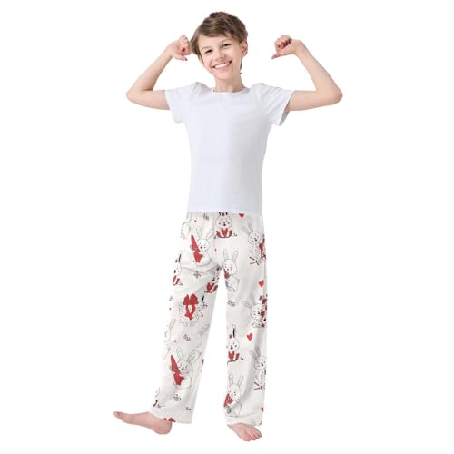 Sweet Love Bunny Boys Long Pants Soft Trousers Elastic Waist Kids Lounge Bottoms with Pockets S-XL2