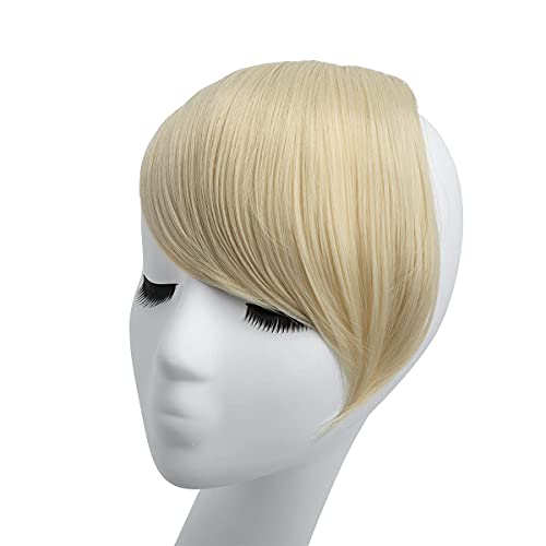 SARLA Clip in Hair Bangs Beach Blonde Straight Synthetic Side Bangs Hair Extension for Women