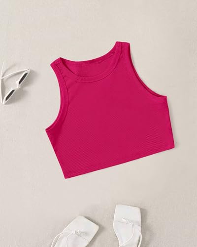 Image of (Pack of 3) Stylish Sleeveless Round Neck Ribbed Tank Tops for Women and Western Crop Top