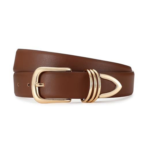 Belts for Women with Gold Buckle Faux Leather Belts Fashion Casual belts for jeans
