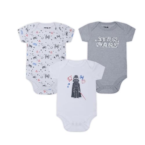 Image of STAR WARS Baby Boys 3 Pack Bodysuit for Newborn and Infants