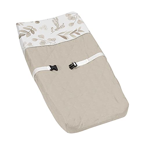 Image of Sweet Jojo Designs Boho Botanical Leaf Boy Girl Baby Nursery Changing Pad Cover - Gender Neutral Ivory Cream Beige Tan Off White Taupe Linen Woodland Farmhouse Floral Leaves Bohemian Garden