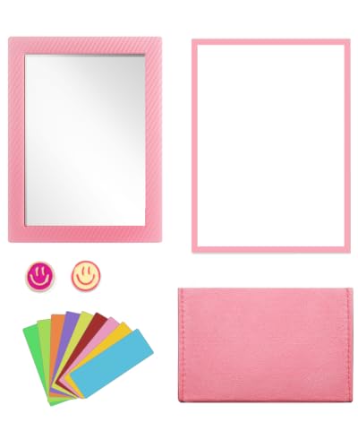 Image of Mymazn Locker Accessories Kit Magnetic Mirror for School Locker Rose Pink | 14 Pcs Includes Magnetic Mirror, Whiteboard, Pen Holder, Magnetic Labels & Locker Magnets. Fits School Lockers Office
