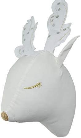 MINLIN Cute 3d Sheep Deer Unicorn Wall Art Decorations Animals Head Toys Kids Room Wall Hangings Baby Gifts Stuffed Toys White Reindeer (DEER)