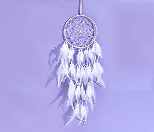 Hasken Dream Catcher Wall Hanging Handmade Feather Dream Catchers for Bedroom Home Car Decor Nursery Room Hanging Decoration, White