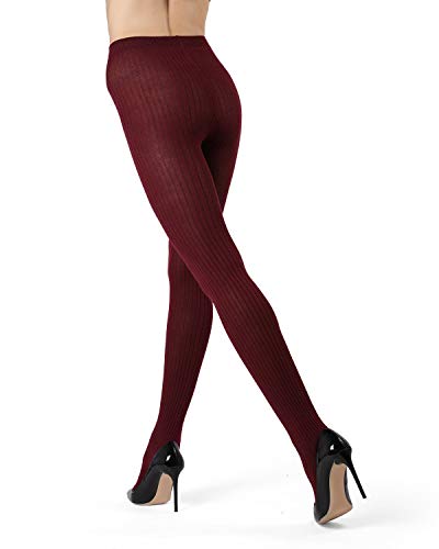 Image of MeMoi Boston Ribbed Cotton Sweater Tights, Warm Opaque Winter Tights