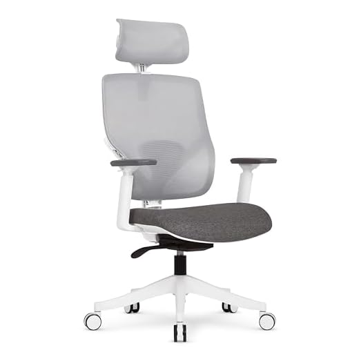 Cadeira Office DT3 Yura, ergonomica em Mesh Vintex-Y™+Tecido DT3 UltraSoft ™, apoio de cabeça 2D, braços 2D, ajuste manual de altura, suporta até 120kg e altura máx. de 1,75m(Grey)