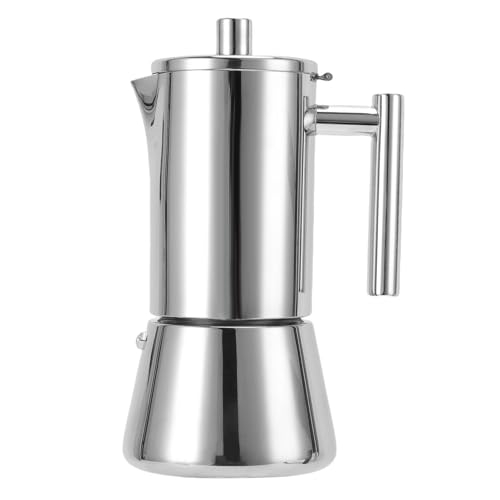 ZIZEV 6 Cup Stovetop Maker Pot Italian Coffee Maker with 304 Stainless Steel for Induction Gas Electric Stoves Home Party Camping,6 Cups, Induction Gas Stove Compatible