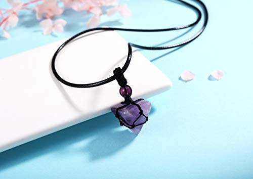 Image of XIANNVXI Healing Crystal Necklace for Men Jewelry Gift | Adjustable Black Rope Natural Gemstone Pendant