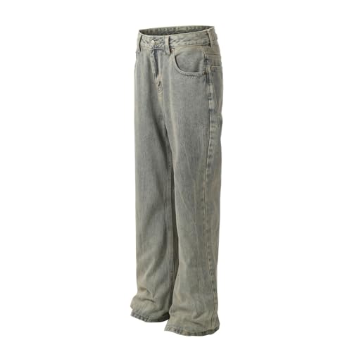 Jeans Pants Trouser Denim Retro Straight Tube Street Trendy Washed Blue Casual Commuter for Men3