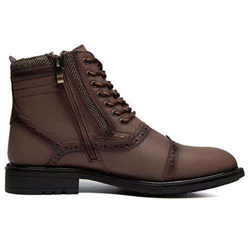 Image of Arkbird Leather Oxfords, Stylish and Comfort Chelsea Ankle Boots with Zipper Khaki 9.5