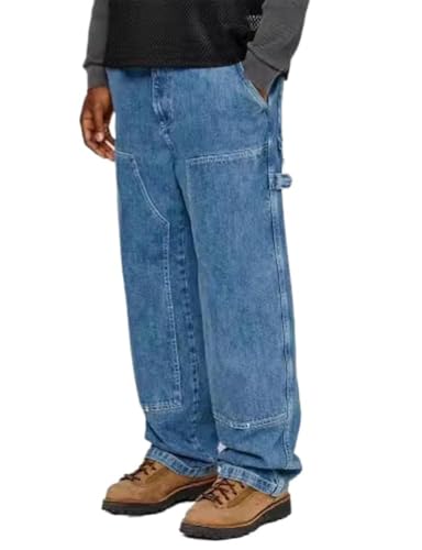 Kinghua Mens Baggy Jeans Casual Loose Fit Wide Leg Skater Denim Pants2