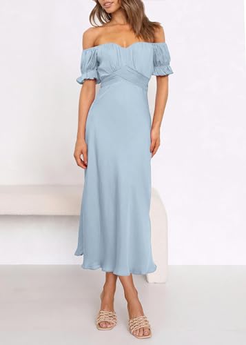 Image of KIRUNDO Women's Satin Summer Wedding Guest Cocktail Dress
