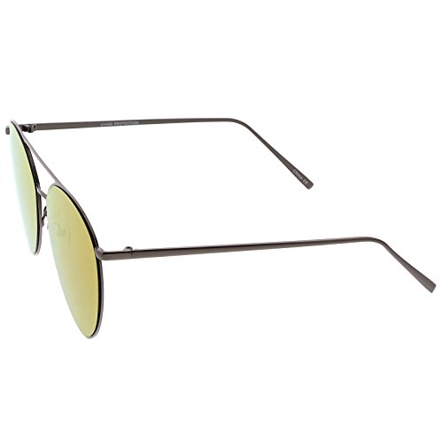 zeroUV - Oversize Thin Metal Double Crossbar Mirrored Flat Lens Aviator Sunglasses 62mm3