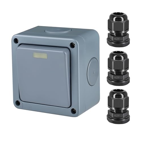 Interrupteur extérieur étanche IP66 SuperInk anti court circuit pour câblage M20 de jardin