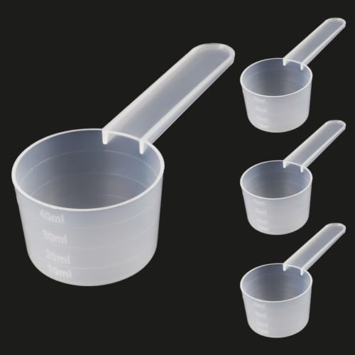 Messlöffel, 4 Stück Dosierlöffel Transparent Mit Skala 10ml, 20ml,30ml, 40ml Waagen, Waschmittel Dosierhilfe, Dosier-Löffel 40ml für Waschpulver Protein Pulver