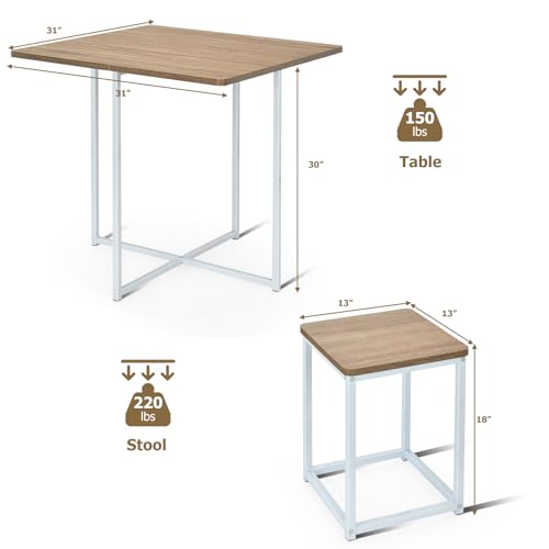 Giantex 5 Piece Dining Table Set, Dining Set for 4 with Square Stools, Small Kitchen Table Set with Metal Frame, Compact Design for Small Space, Home Kitchen Bar Pub Apartment - Image 4