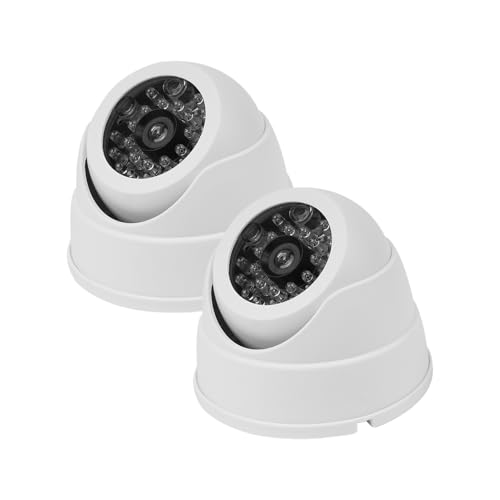 Laroal Cámara de Seguridad con simulación de Domo, 2 Unidades, Color Blanco, cámara de vigilancia con luz LED Intermitente para Interiores (Blanca)