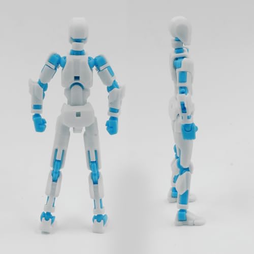 Image of Dummy 13 Action Figure Robot | Fully Articulated 3D Printed Robot Toy | 5.4-inch Collectible Figurine Matte Finish| Unassembeled (White-SkyBlue)