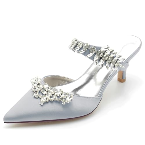 Chaussures de cour sexy en satin FGRID escarpins argentés pointure 36