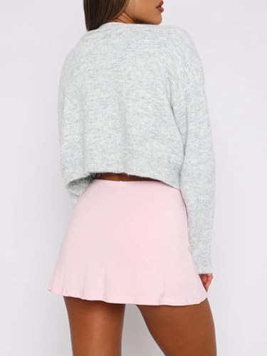 Image of Balimtoy Women's Cropped Cardigan Sweaters Long Sleeve Button Down Sweaters Knit Cardigan Cute Y2k Open Front Crop Top
