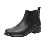 ɅNK® Chelsea Boot Stiefeletten flach Damen Ankle (Schwarz, 38, EU Schuhgrößensystem, Erwachsene, Numerisch, M, 38)