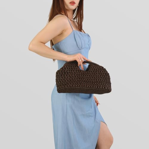 Bolso Clutch Grande de Paja para Mujer miniatura 2