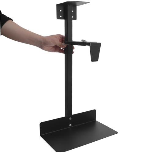 Soporte para CPU de escritorio y soporte para torre de computadora, ajustable 5.1"-8.5" de ancho y 3.9"-18.5" de altura, soporte para CPU con montaje de tornillo para oficina y estación de trabajo en casa, acero negro miniatura 4
