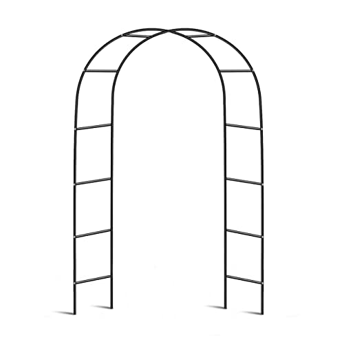 Elito Home & Garden® Black Metal Garden Arch Steel Frame Garden Arch | For Climbing Plants, Roses, Indoor & Outdoor, Backyard, Lawn, Patio, Courtyard, Weddings, Party Decorations (Black Arch)