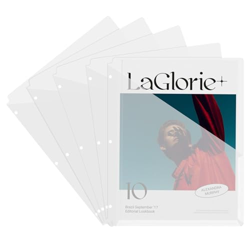 20 Pack Binder Dividers with Pockets Letter Size Clear Slash File Jacket 3 Hole Punch Plastic Document Folders for Office Home School (Transparent)