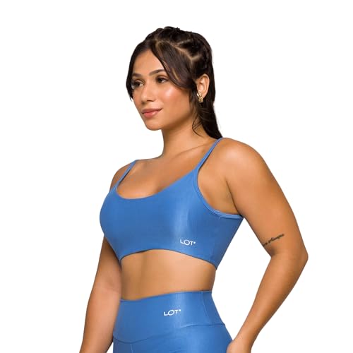 Conjunto Academia Top Alças Finas e Short Fitness Poliamida Treino Coleção Glow (Azul Claro, G)