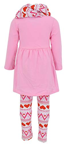 Image of Unique Baby Girls Kids Toddler 3pc Outfit Set Long Sleeve Stretch Tunic Top Leggings and Scarf