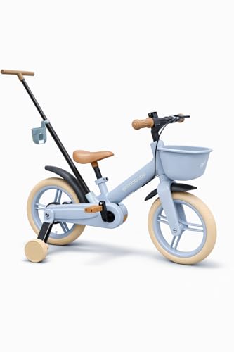 Primabobo SkillBike Tricycle Enfant 5 en 1 Bleu avec Canne Parentale, Draisienne et Porteur, Selle Réglable, Panier, Roues Silencieuses, Vélo Enfant 1+