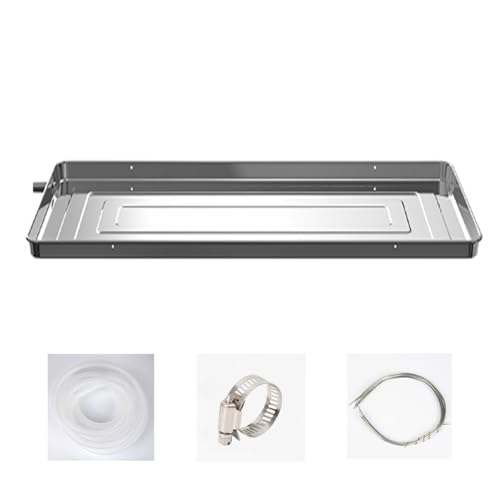 Bandeja de goteo de agua para aire acondicionado, kit universal de bandeja de goteo de condensado de CA de acero inoxidable con tubo de drenaje para sistemas universales de bomba de calor de aire