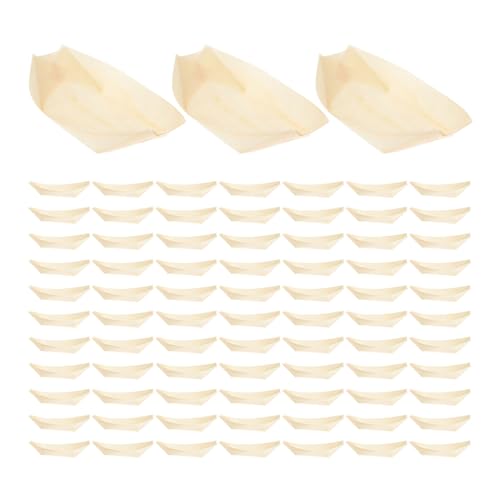 100 platos desechables de sushi de madera de pino 6 pulgadas miniatura 1