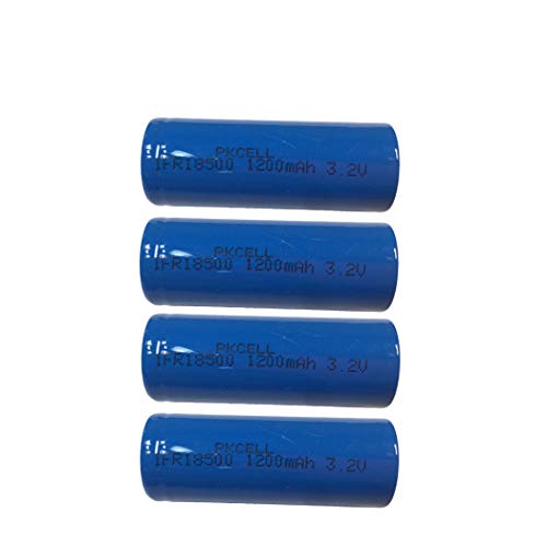 IFR18500 1200mAh 3.2v LiFePO4 Lithium Rechargeable Batteries,4 Packs