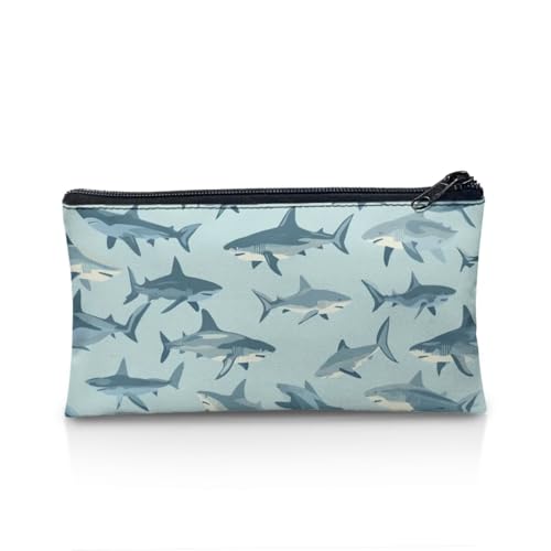Image of Shark Pencil Case Cute Large Capacity School Pencil Box Storage Pouch with Zipper Lightweight Portable Pen Holder for Toddler Soft Polyester Easy to Clean