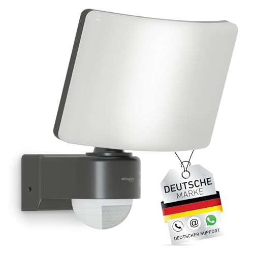 Oktaplex Cali LED Strahler mit Bewegungsmelder Außen warmweiß 30W 2200lm IP65 Außenstrahler anthrazit 3000K Außenbeleuchtung mit Master Funktion