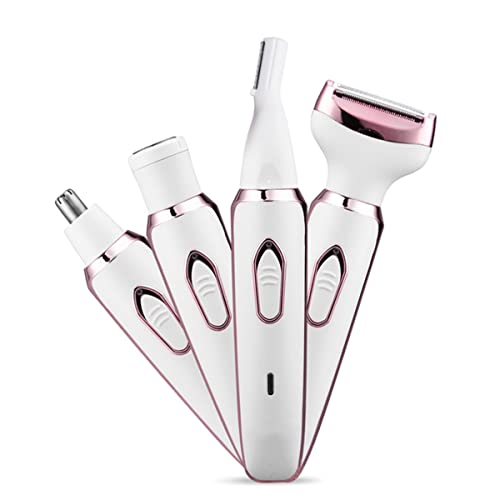 Image of 4-in-1 Electric Razor, Women Shaver for Nose Face Eyebrow Bikini Leg | Nose Hair Trimmer for Women, Painless Hair Removal for Facial Armpit Mustache Arm Pubic, Lady Flawless Body Shaver for Travel